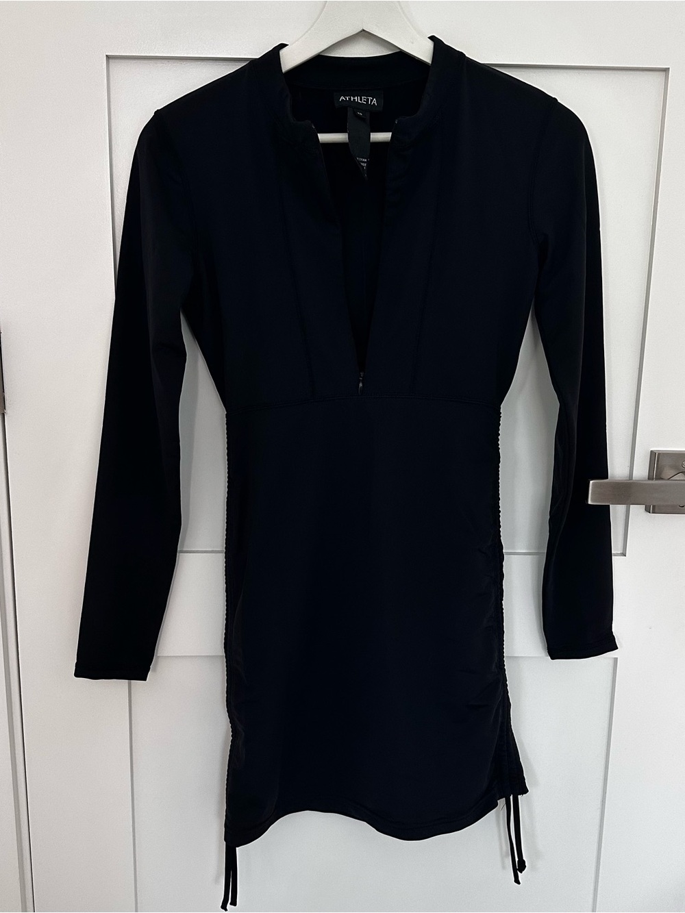 Athleta Black Lightweight Zip-Front swim top rash guard swimsuit